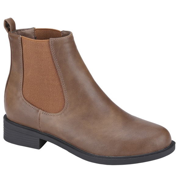 New Taupe Chelsea Elastic Ankle Boots Booties - Picture 2 of 3